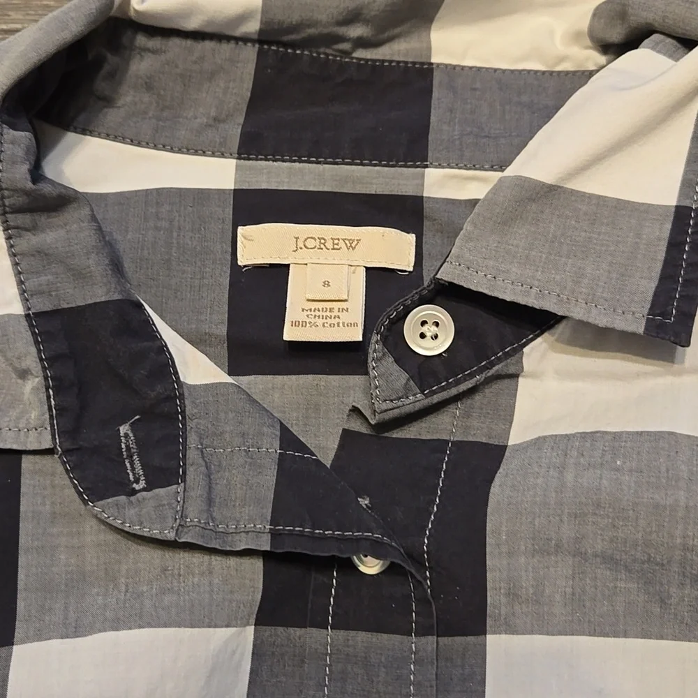 J Crew Black&white Buffalo Check Button Front Shirt Sz 8